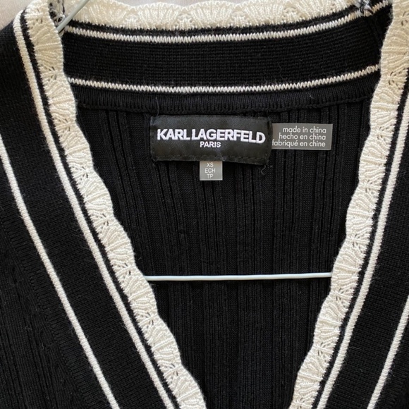 Karl Lagerfeld Paris Scalloped Trim Cardigan - Picture 8 of 11